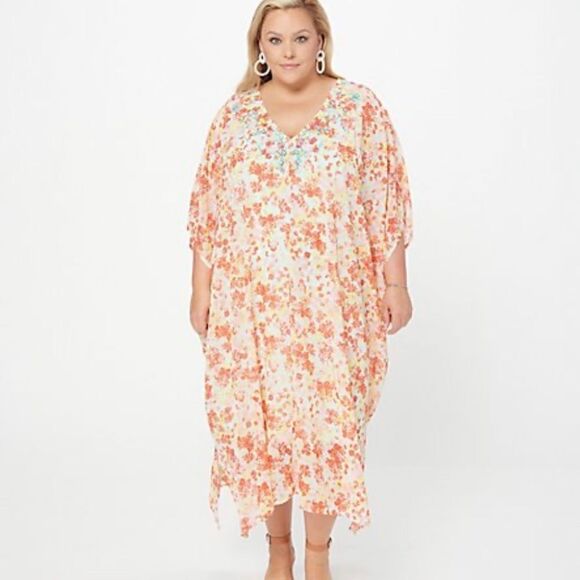 J Jason Wu Embroidered Floral Beaded Sequin Caftan - Picture 1 of 10
